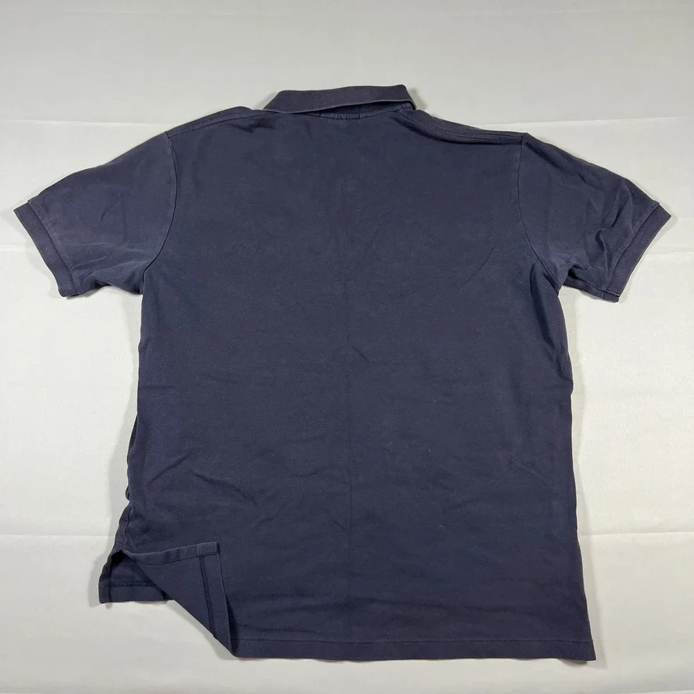 Polo Ralph Lauren Polo Shirt Men Large Navy Cotton Logo Embroidered High Low Hem